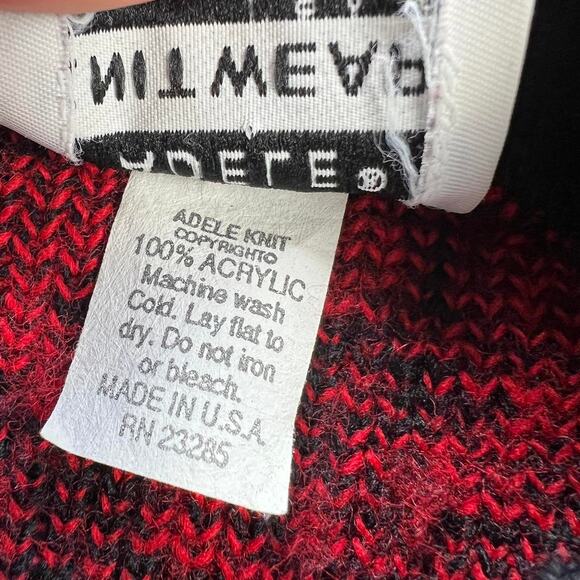 Adele knitwear 1980s vintage red & black geometrical women’s sweater size medium - Picture 7 of 8